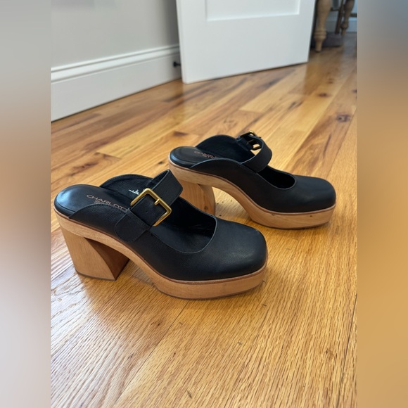 Charlotte Stone Charis Wood Heel Platform Mule Black - discontinued - 8 EUC - Picture 3 of 7